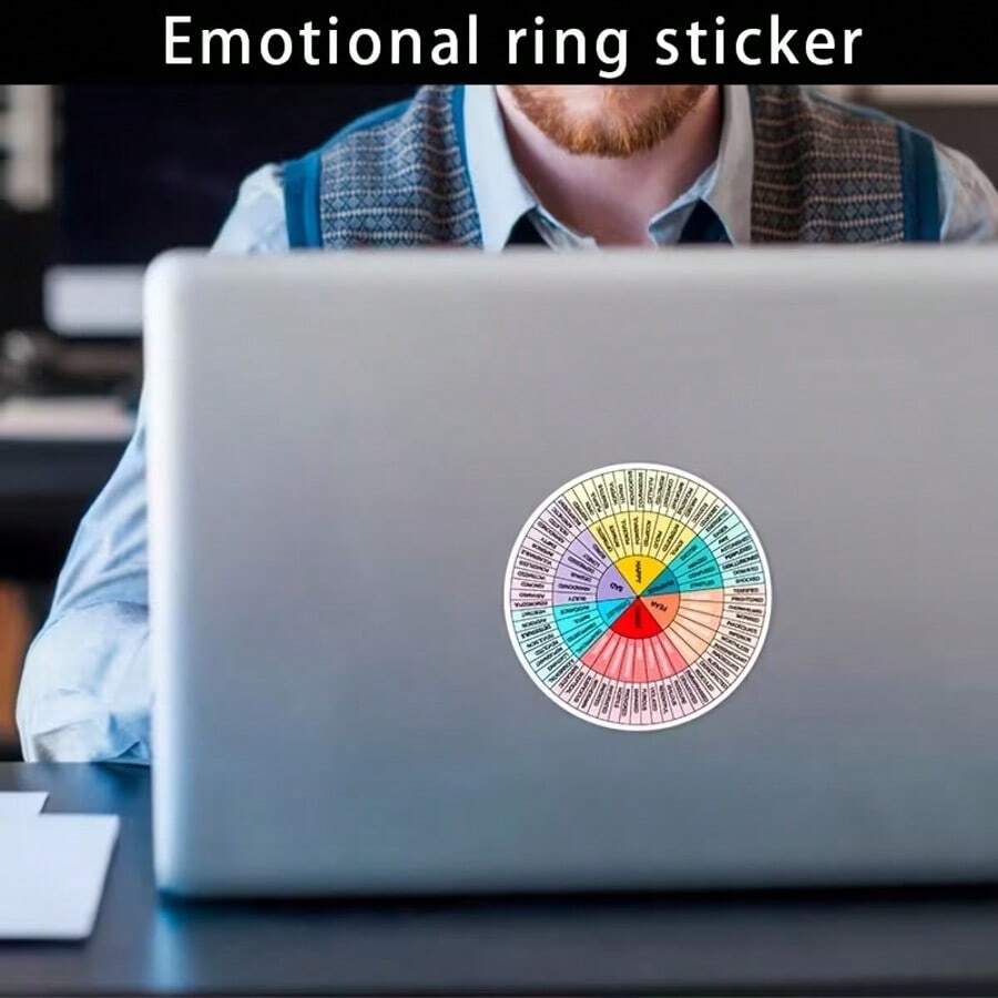 两张情绪轮贴纸套装,专为心理健康专业人士设计,适合贴在冰箱、笔记本电脑或墙上。 - A - 查看 1
