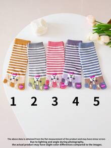 1/2/3/5 Pairs Women Colorful Striped Cat Pattern Cartoon Cute & Fun Toe Socks - Multicolor - View 16