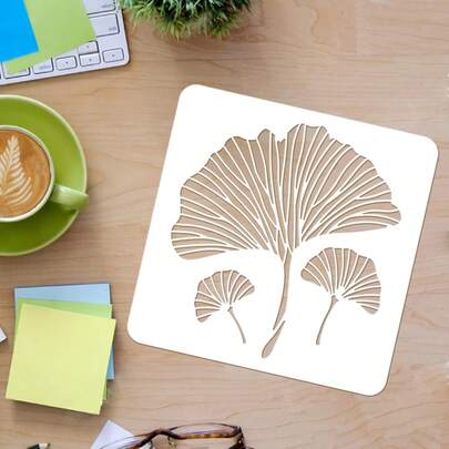 1pc Beautiful Ginkgo Leaf Pattern Template, 11.8x11.8 Inch Plastic Ginkgo Leaf Painting Template, Suitable For Painting, Crafts, Wall Decor, Furniture Decor
