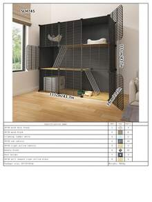 Stackable Multi-Layer Cat Cage With Climbing Ladder, Pet Playpen For Kittens, Rabbits, Guinea Pigs And Other Small Animals - Multicolor - View 20