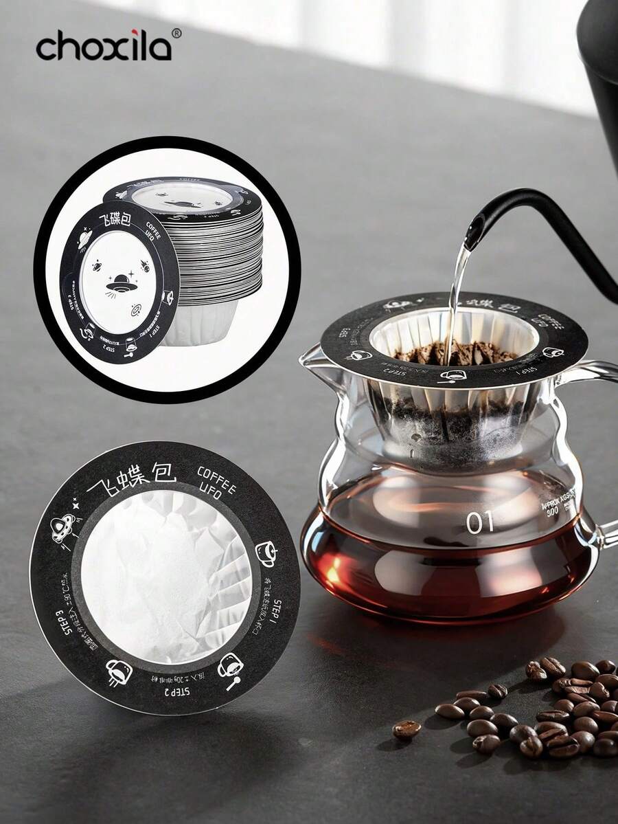 choxila 1/10/50pcs Disposable Drip Coffee Filter Paper, Hanging Ear Style Coffee Powder Filter Paper - UFO Filter Paper - View 1