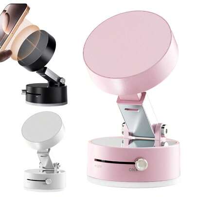 1个磁吸式手机支架，吸盘底座+磁吸手机支架，可折叠磁吸手机支架，适用于家居和汽车内饰配件