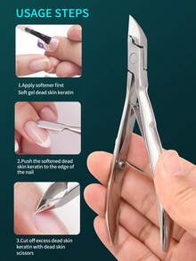 G17 Stainless Steel Cuticle Nipper, Single-Sided Wavy Handle, Non-Slip Grip, Sharp Angled Blade For Cuticle And Hangnail Trimming, Home & Salon Manicure Tool, Durable & Smooth Retraction - Silver - View 7