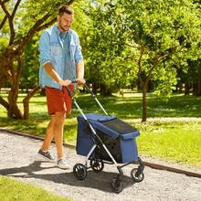 Lightweight Aluminum Dog Stroller, Foldable Dog Buggy For Dogs And Cats Up To 10 Kg, Cat Buggy With Cushion, Mesh Windows, Doors, Storage Basket, Dark Blue - Blue - View 3