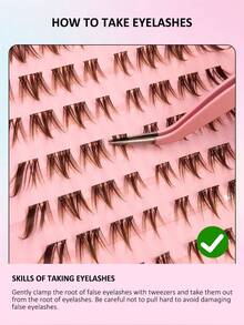 Asiteo 80/160/240 Pcs C-Curl Brown Natural Looking, Doe-Eye And Foxy-Eye Design Soft Eyelashes, Eye End Elongated, Self Adhesive Lashes For Beginners, Cute Cartoon Pet Eyelashes Four-Part Segmented False Eyelashes - C - View 7