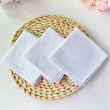 3/6pcs Premium White Handkerchief, Made Of Soft Polyester Fabric, Absorbent And Breathable. Suitable As A Birthday Or Holiday Gift. - Multicolor - View 6