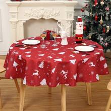 Rectangular Waterproof Christmas Tablecloth - Deer And Tree Design - Durable Polyester - Perfect For Parties, Home And Outdoors - Festive Table Decoration - 60x120/60x102 Inches - White 60" - View 5