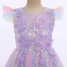 Vintage Lace Party Dress For Girls - Boho Style Maxi Gown For Pageant, Wedding & Celebration - 彩虹紫 - 查看 2