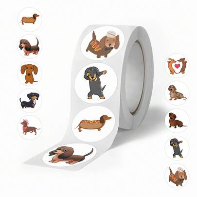 500 miếng dán hình chó Dachshund hoạt hình, dùng trong nghệ thuật và thủ công, để trang trí văn phòng phẩm, cốc, vali, tủ lạnh, ván trượt, đàn guitar.