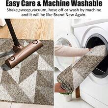 60cm x 90cm - Indoor Doormat 60cm x 90cm Absorbent Front Back Door Mat Floor Mats Rubber Backing Non Slip Door Mats Inside Mud Dirt Trapper Entrance Front Door Rug Carpet Machine Washable Low Profile-Brown Geome - 24x36 - Ver 6