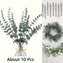 30pcs Artificial Eucalyptus Branches With Green Leaves, Suitable For Wedding Centerpiece Decor, Home Desktop Decoration, Floral Arrangement, DIY Bouquets, Party Decoration, Farmhouse Style Indoor Display, Applicable For Spring & Summer Holidays, Durable Plastic Greenery, Suitable For Vase Arrangement, Wedding Party Home Decor, Reusable, Faux Plant Decor - Multicolor - View 4