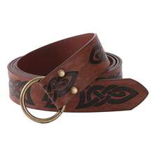 Celtic Medieval Renaissance Style Embossed Leather Belt, PU Leather - Triangle - View 12