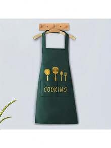 1 chiếc tạp dề nhà bếp chống thấm nước và dầu mỡ, chất liệu polyester, thích hợp sử dụng tại nhà, nhà hàng, làm thủ công, làm vườn, nướng BBQ, trường học, quán cà phê, unisex (màu xám), món quà Giáng sinh tuyệt vời. - Xám - Xem 12