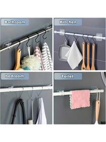 10 chiếc giá đỡ thanh rèm tự dính, giá đỡ gắn tường phù hợp cho nhà ở và khách sạn, móc treo thanh rèm, móc treo rèm tắm, móc đa năng. - Xem 6