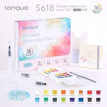 Solid Watercolor Gift Set, Rich Colors, Fine Texture, Layered Tones, Smooth Lines Fit Hand Shape, Comfortable Grip, 4-In-1 Bucket + Paints + Palette + Brushes, Portable For On-The-Go Creation, Suitable For Painting, Writing, Journaling, Postcards, Etc. - Painting Supplies - View 11