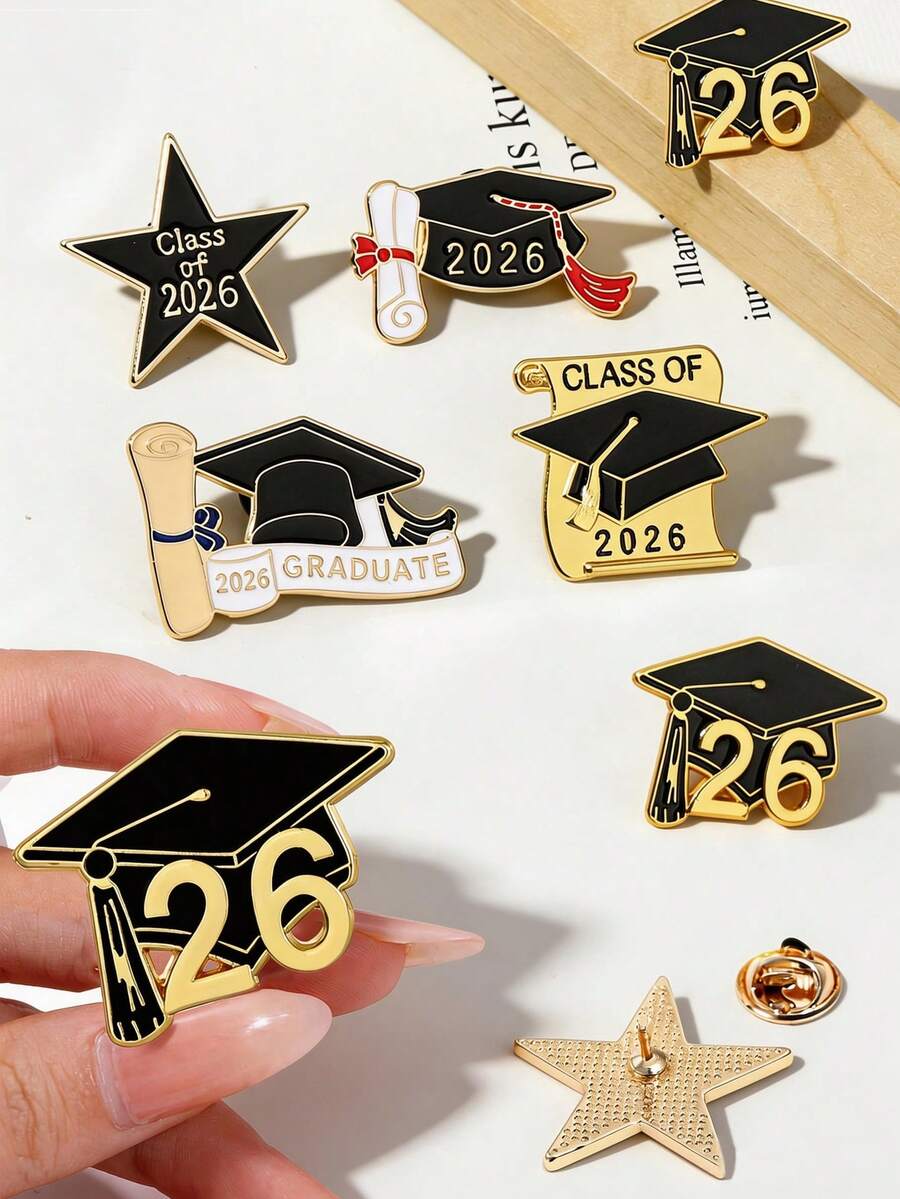 15枚/套 - 2026届珐琅毕业徽章，可爱胸针，2025届毕业典礼饰品（男女通用），感谢礼物，服装/包包配饰，完美毕业礼物 - 多色 - 查看 1