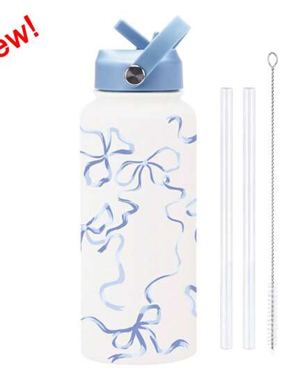 Owal-A 32oz Stainless Steel Insulated Water Bottle - Leak-Proof Sports Water Bottle With Dual Function Spout, Flip Lid Straw And Wide Mouth Opening, Keeps Drinks Cold For 24 Hours, Suitable For Fitness, Travel And Daily Use