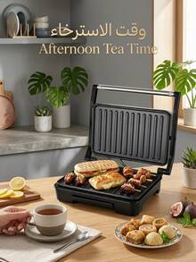 SOKANY Multi-Functional Steak Maker, Sandwich Maker, Breakfast Maker, Grill Maker | Anti-Scalding Handle Design | Non-Stick Coating For Easy Cleaning | Full-Size Grill Pan With Double-Sided Heating | Perfect For Making Steaks, Burgers, Sandwiches, Grilled Meats, Grilled Shrimp, And Vegetable Skewers | Meets All Your Cooking Needs For Breakfast, Lunch, And Dinner | An Excellent Choice For Home, Office, Outdoor Camping, And Party Barbecues | An Essential Kitchen Appliance - 英規插(220-240V) - 查看 3