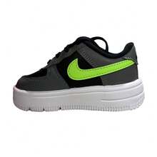 Toddler's Nike Force 1 Low Lace Black/Lime Blast-Smoke Grey (IF1674 003) - 灰色 - 查看 2