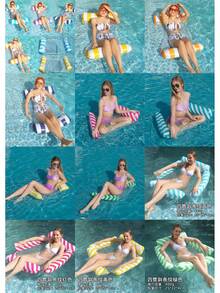 1PC Adult PVC Inflatable Float, Pool, Beach,Portable, No Electricity Needed, Comfortable , , Lightweight, Relaxation, Carry Quick, Inflation, For Adults.Inflatable Pool Hammock With Mesh - Striped Adult Lounger, Suitable For Vacation, Party And Relaxation, Available In Pink, Yellow, White, Green, Blue And Other Colors - One Size Fits All - View 11