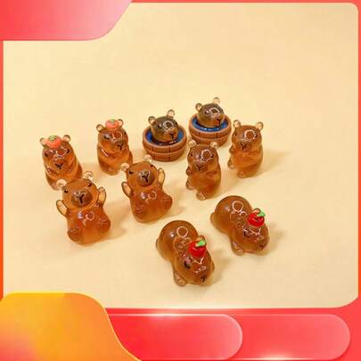 20pcs Glow-In-The-Dark Mini Capybara Christmas Decorations - Resin Desktop Decor With Strawberry Hat, Phone Case And Keychain Accessories - Perfect Home Decor, Christmas, Halloween, Thanksgiving Gifts, Holiday Tabletop Decor | Dreamlike Decorations | Resin Figurines, Desktop Ornaments [Random Color/Style]