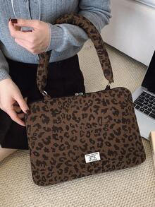 Túi đựng đồ phẳng kiểu dáng thời trang mới, chất liệu nhung kẻ họa tiết da báo, có quai đeo vai mềm mại, nhẹ nhàng, giảm áp lực cho máy tính xách tay, phù hợp với máy tính xách tay từ 10" đến 15", hoàn hảo cho trường học và công việc. - Cà phê - Xem 12