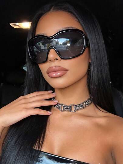 1pc Oversized Retro Style Fashion Glasses For Women, Suitable For Daily Wear, Street Style, Vacation, Beach, Outdoor Activities And Beach Accessories
