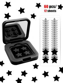 60 adesivos faciais em formato de estrela - Com espelho para guardar, design fofo de estrela, adesivos decorativos para festas/encontros/viagens, adorados por mulheres jovens, adereços para fotos, vem com mini caixa de armazenamento - item essencial para viagens, Y2K, acessórios de maquiagem, brindes, viagens, itens baratos, essencial para viagens - Multicolorido - Ver 16