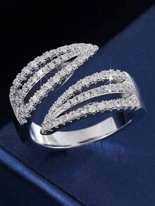 1pc Niche Design Devil's Claw Rhinestone Ring, Luxury Open Adjustable Ring, Elegant Commuting Versatile Accessory - Open Ring - View 7