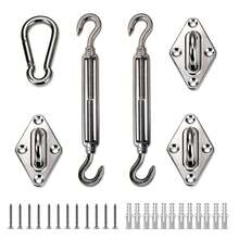 1 Set Sun Shade Sail Hardware Kit 304 Stainless Steel Heavy Duty Installation Accessories For Rectangle & Triangle Sunshade Canopy, Garden Patio Outdoor Shade Sail Fixing Fittings - Silver - View 2