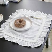 1/2/6pcs Artistic Ins Style Milky White Tablecloth With Ruffled Floral Lace Texture, Suitable For Home Decor, Valentine's Day, Wedding, Holidays - White - View 11