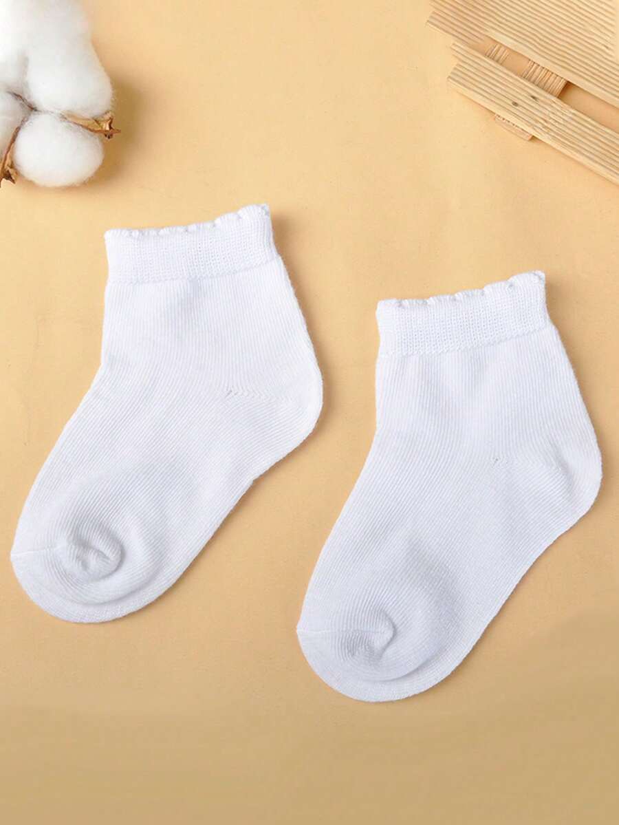 1/5Pairs Kids Crew Socks, Ruffle Mesh Breathable School Uniform Socks For Boys Girls - Multicolor - View 1