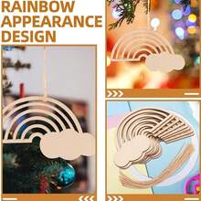 10/20pcs Set Of Rainbow Cloud Shaped Decorations, Gift Packaging Labels, Wooden Blank Wood Chips, Suitable For DIY Handicrafts, Holiday Party And Birthday Decorations, Perfect Gifts, Spring Decorations - Multicolor - View 6
