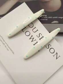 2个奶油色、白色和蓝色波点可爱百搭波浪形发夹，简约发饰 - 彩色 - 查看 7