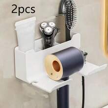 Blow Dryer Holder Rack, Bathroom Wall Mount Hairdryer Stand, No Drilling Required Storage Organizer - Multicolor - View 18