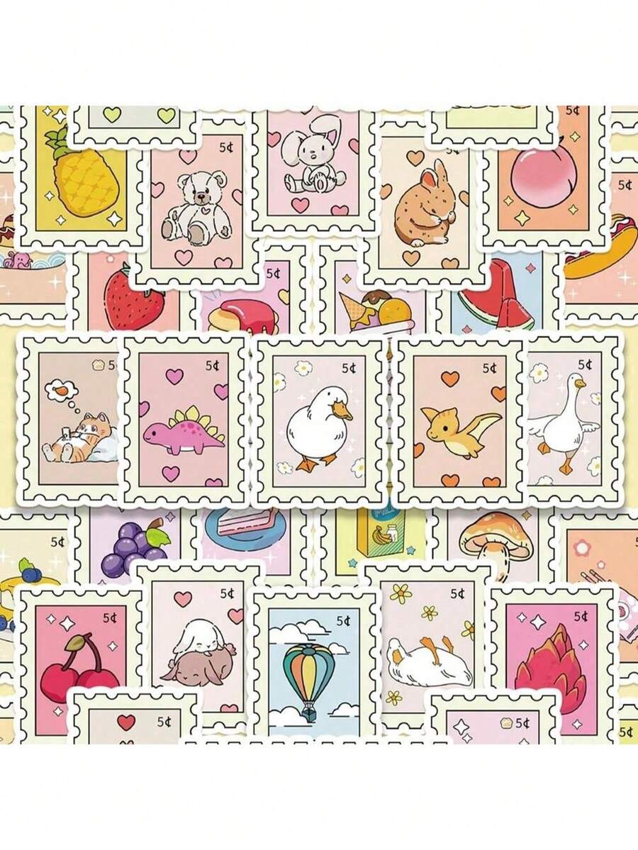 50pcs Cute Cartoon Stickers, Graffiti Stickers Suitable For Phone Cases, Laptops, Skateboards, Luggage, Journals, School Supplies, Back To School Season Scrapbook Supplies Stationery Funny Stickers Kindle - A - View 1