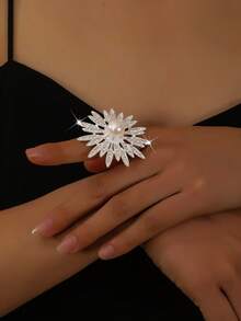 Luxury Floral Wide Band Ring, Everyday & Party Jewelry Gift - Flowers - View 10