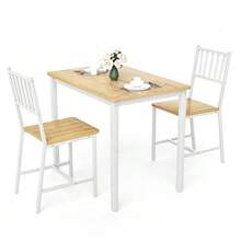 Dining Table Set, Bar Table With 2 Dining Benches, Kitchen Table With Chairs, Industrial Breakfast Table For Kitchen, Living Room, Party Room - White - View 1
