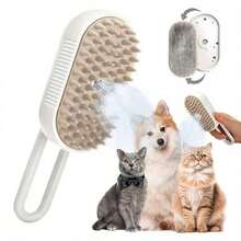 No-Rinse Cleaning Brush For Pets, Steam Fluff Removal Massage Comb, Pet Bath Brush, Pet Automatic Hair Removal Spray And Anti-Static Massage Comb For Dog And Cat Grooming - 白色 - 查看 1