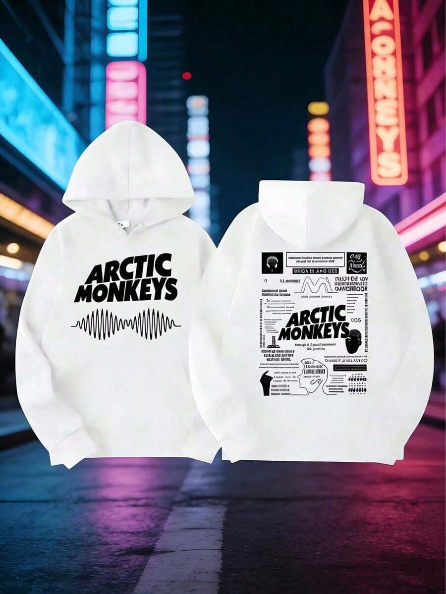Men's Retro Rock Arctic Monkey Hooded Sweatshirt Hooded Sweatshirt With Music Album PatternHip Hop Large Retro Hooded Sweatshirt Essentials Hoodie Hoodie For Women Sweatshirts For Women Hoodies For Men 's Hoodie Sweatshirts For Men Essentials Fear - 白色 - 查看 1