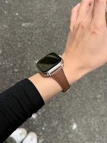 1pc Women's Fashion Leather Smart Watch Band, Compatible With Watch 6 Active/6 Lite, Watch 5 Active/5 Lite, Wrist Strap, Compatible With Watch 3 Active/3 Lite, Wristband Accessory - Maroon - View 3