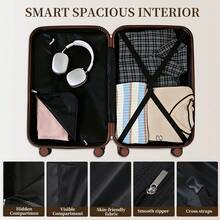 Luggage 5 Piece Sets With Makeup Storgae Bag Duffle Bags, Brown And White ABS Hardside Suitcase With Lock, 360° Spinner Wheels Travel Set For Travel Must Haves,Cruise Essential,Vacation Luggage Case Trolley Suitcase Spinner Suitcase Travel Luggage Travel Suitcase Hardshell Suitcase Suitcase Luggage Carry-On Suitcase With Wheels Travel Essentials Durable For Men For Women For Vacation For Business Large Capacity Travel Essential Travel Accessories Travel Organizer Travel Stuff - 摩卡棕 - 查看 4