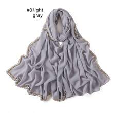 1pc Women's Chiffon Beaded Scarf, Malaysian Headscarf, Fresh And Sweet Long Scarf - Multicolor - View 10