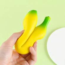 慢回弹逼真香蕉，香蕉果肉，去皮香蕉，抗压水果造型挤压玩具，趣味十足，缓解压力，搞怪玩具，摄影道具，柔软毛绒玩具，趣味成人女，舒缓手部感官，女性礼物 - 彩色 - 查看 2