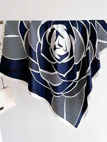 1pc 70cm Bandana Floral Print Faux Silk Scarf, Headband, Neckerchief - Multicolor - View 4