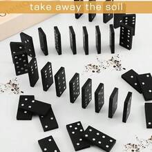 1/2 Set 28 Pieces Dominoes Game, Fun Tabletop Game, Outdoor Camping And Travel Game, Black Wooden Box Dominoes Game - Multicolor - View 3