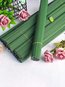 10/30/50支装可弯曲人造花茎，绿色花艺铁丝杆，适用于DIY插花、婚礼花束、家居装饰、母亲节礼物 - 綠色 - 查看 8