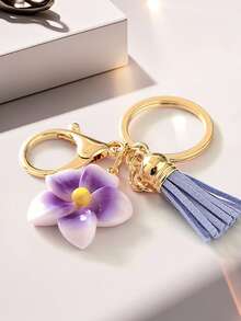 1pc New Fashion Flower Keychain, Women Bag Charm Tassel Keyring, Unique Gift For Girlfriend, Wife, Friend, Birthday, Valentine's Day, Christmas - Multicolor - View 1