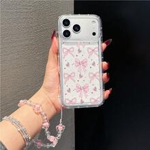 1 Set Plum Blossom Bracelet + Bow & Heart Pattern Cushion Phone Case, Suitable As Birthday Or Christmas Gift For Couples, Girlfriends, Daughters, Teenagers, Compatible With Samsung Models - Clear - View 1