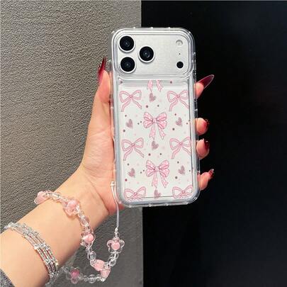 1 Set Plum Blossom Bracelet + Bow & Heart Pattern Cushion Phone Case, Suitable As Birthday Or Christmas Gift For Couples, Girlfriends, Daughters, Teenagers, Compatible With Samsung Models